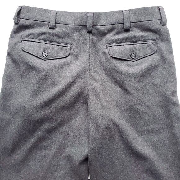 LL Bean Wool Flannel Pants Mens 34 x 27 Gray Classic Flat Front Ivy Style - Picture 7 of 14